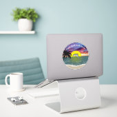 Sticker Myrtle Beach Dolphin coucher de soleil (Ordinateur portable sur le bureau)