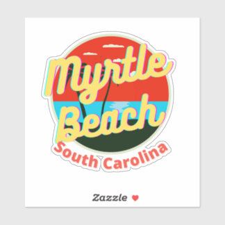 Sticker Myrtle Beach South Carolina Retro Sunset