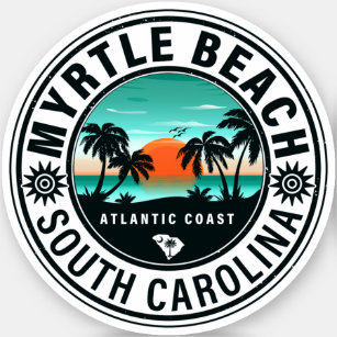 Sticker Myrtle Beach South Carolina Retro Sunset Souvenirs