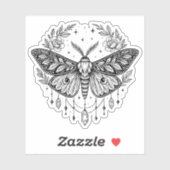 Sticker Mystical Gothic Moth Botanical Celestial Line Art  (Feuille)