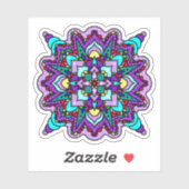 Sticker Mystique de Mandala violet et bleu (Feuille)