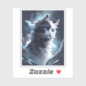 Sticker Mystique Kitten noir et blanc | Chat d'aquarelle (Feuille)
