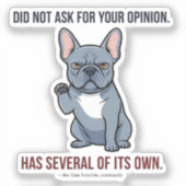 Sticker N'a pas demandé votre avis Design Blue Frenchie (Recto)