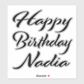 Sticker Nadia Nom Prénom Anniversaire de la Broderie noire (Feuille)