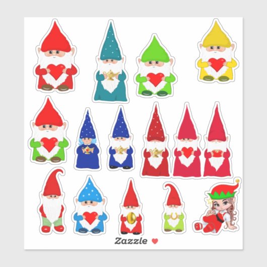 Sticker Nains de Noël assortis (Feuille)