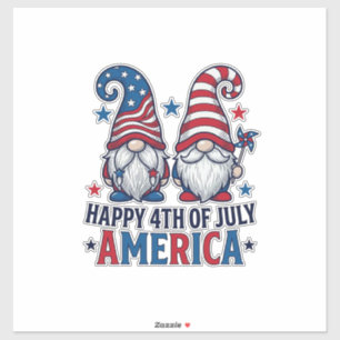 Sticker Nains Patriotes Joyeux 4 Juillet Amérique T-Shirt_