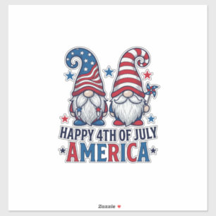 Sticker Nains Patriotiques Bonne Fête du 4 Juillet America