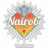 Sticker Nairobi Capital Kenya Elephant Afrique Vintage (Devant)