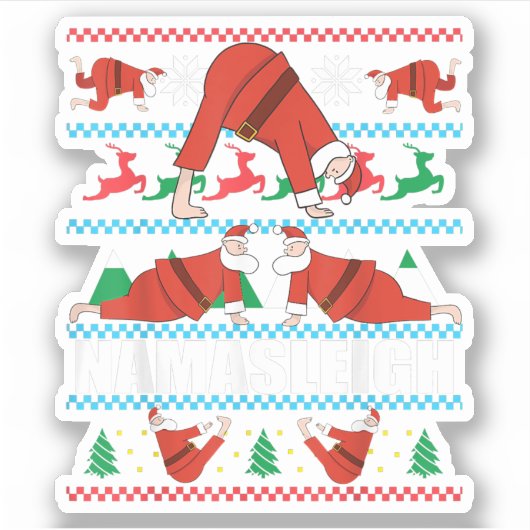 Sticker NAMASLEIGH Ugly Christmas Sweater Meme Santa Claus (Devant)