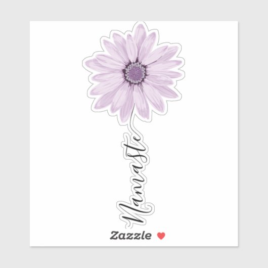 Sticker Namaste Script Lilac Daisy Flower Stem (Feuille)