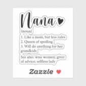 Sticker Nana Definition, cadeau pour grand-mère (Feuille)