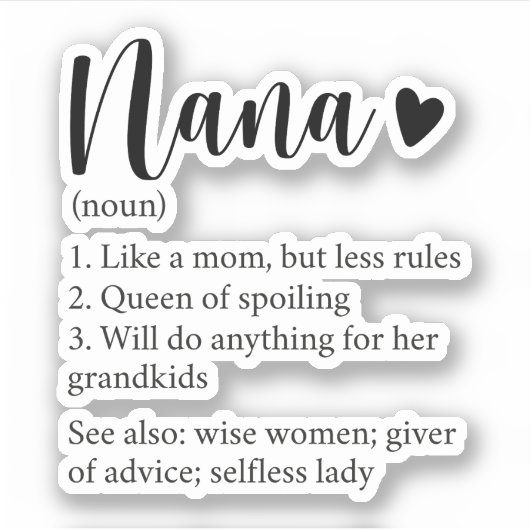 Sticker Nana Definition, cadeau pour grand-mère (Devant)