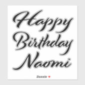 Sticker Naomi Nom Prénom Anniversaire de la Broderie noire (Feuille)