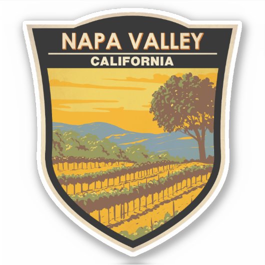 Sticker Napa Valley California Travel Art Vintage (Devant)