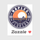 Sticker Naples Florida Beach Retro Sunset Pier 80s (Feuille)