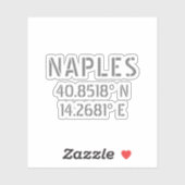 Sticker Naples Latitude et Longitude Coordonnées Vinyl (Feuille)