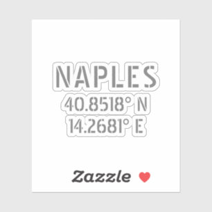 Sticker Naples Latitude et Longitude Coordonnées Vinyl