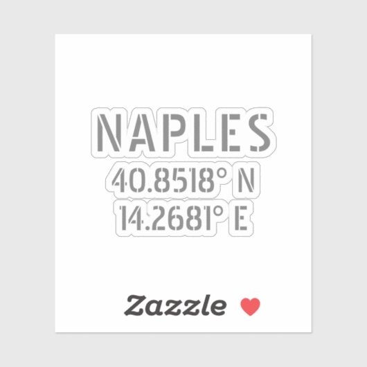 Sticker Naples Latitude et Longitude Coordonnées Vinyl (Feuille)