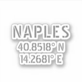 Sticker Naples Latitude et Longitude Coordonnées Vinyl (Devant)