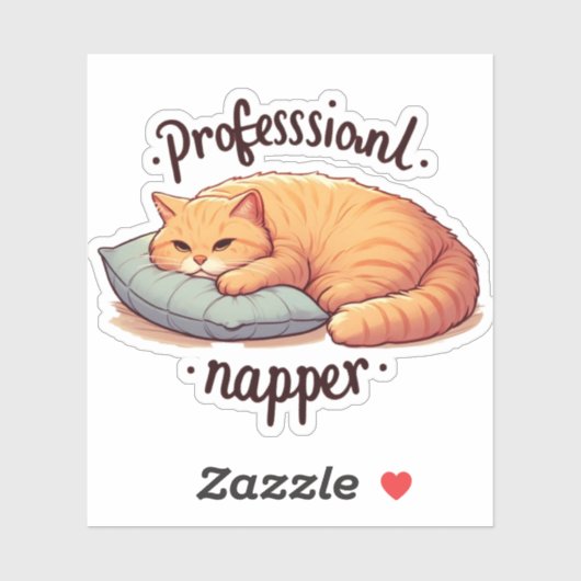 Sticker Napper professionnel Chat Vinyl Funny Lazy Ginger (Feuille)