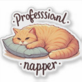 Sticker Napper professionnel Chat Vinyl Funny Lazy Ginger (Devant)