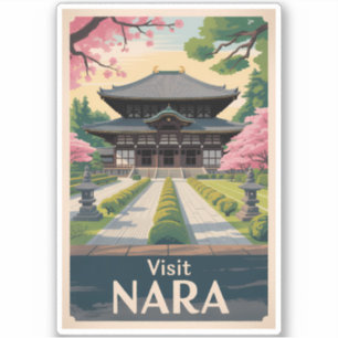 Sticker Nara Japon Illustration Voyage Art Vintage