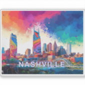 Sticker Nashville Skyline Abstrait Art (Devant)