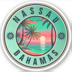 Sticker Nassau Bahamas Retro Sunset voyage Souvenir 1950
