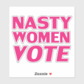 Sticker Nasty Women Vote rose chaud typographie moderne (Feuille)