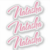Sticker Natasha rose cursive lettrage x3 (Devant)