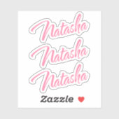 Sticker Natasha rose cursive lettrage x3 (Feuille)