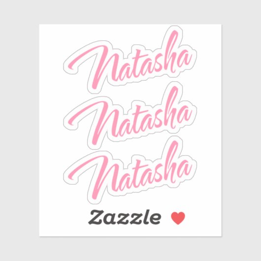 Sticker Natasha rose cursive lettrage x3 (Feuille)