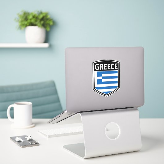 Sticker National - Grèce (Ordinateur portable sur le bureau)