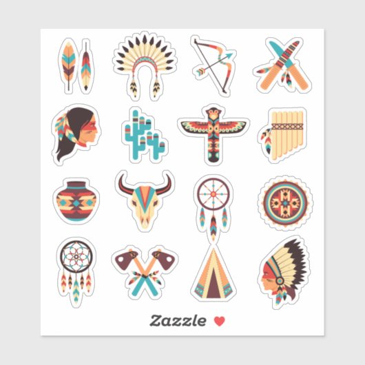 Sticker Native American Tribal Icons Set – Feathers, Dream (Feuille)