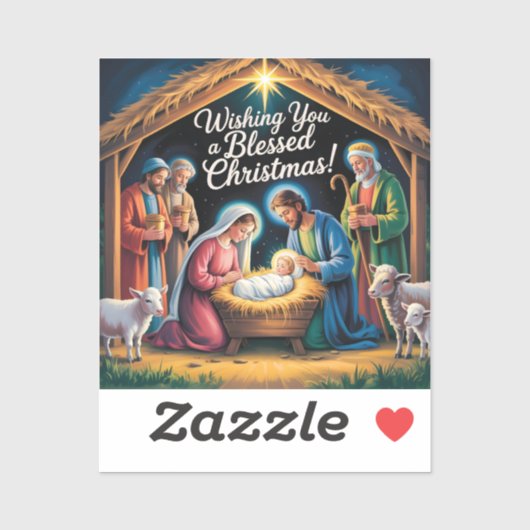 Sticker Nativity Scene Christmas Greeting (Feuille)
