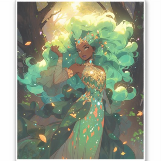 Sticker Nature Déesse Imaginaire afro-américain Art (Devant)