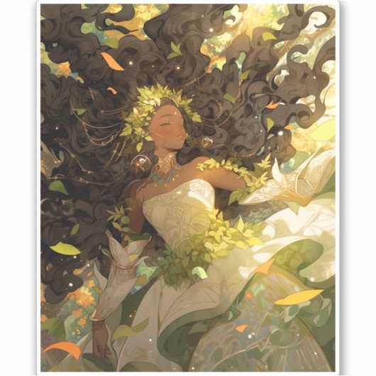 Sticker Nature Déesse Imaginaire afro-américain Art (Devant)