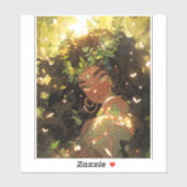 Sticker Nature Déesse Imaginaire afro-américain Art (Feuille)