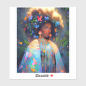 Sticker Nature Déesse Imaginaire afro-américain Art (Feuille)