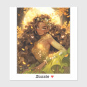 Sticker Nature Déesse Imaginaire afro-américain Art (Feuille)