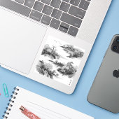 Sticker Nature’s Fourfold Beauty in Black & White (Ordinateur portable avec iPhone)