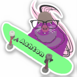 Sticker Naughty Squirrel #1024 Nom personnalisé Patinage