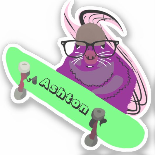 Sticker Naughty Squirrel #1024 Nom personnalisé Patinage (Recto)