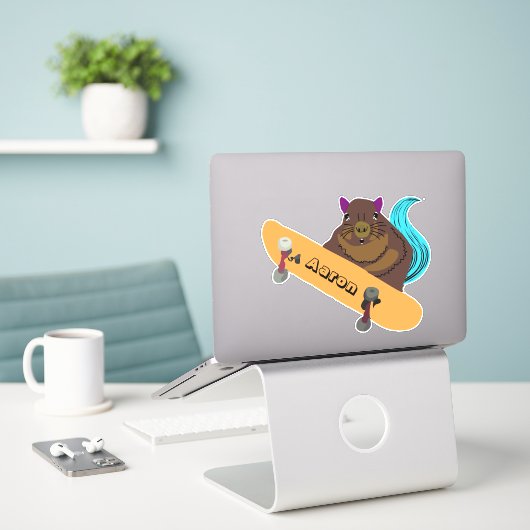 Sticker Naughty Squirrel #145 Skateboard (Ordinateur portable sur le bureau)