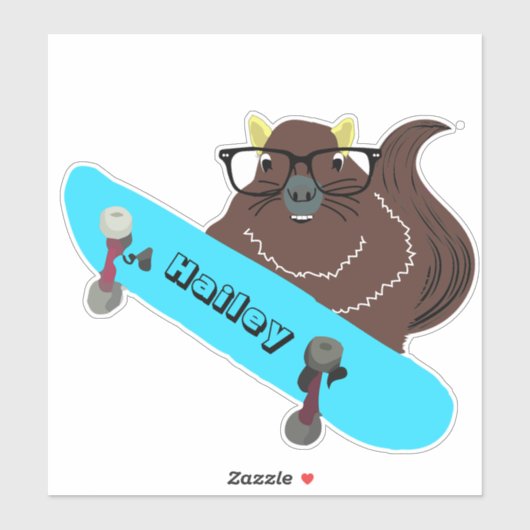 Sticker Naughty Squirrel #218 Hailey Skateboard (Feuille)