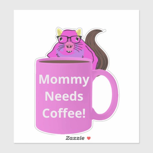 Sticker Naughty Squirrel #514 Coffee Cup (Feuille)