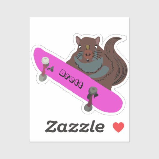 Sticker Naughty Squirrel #622 Brett Skateboard (Feuille)