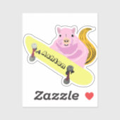 Sticker Naughty Squirrel #965 Nom personnalisé Patinage (Feuille)