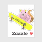 Sticker Naughty Squirrel #968 Nom personnalisé Patinage (Feuille)