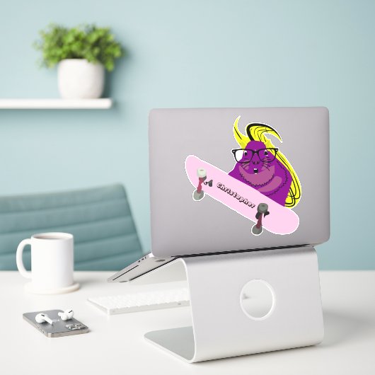 Sticker Naughty Squirrel #96 Skateboard (Ordinateur portable sur le bureau)